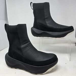 The North Face Halseigh Womens Size 11 Knit Waterproof Black Leather Snow Boots